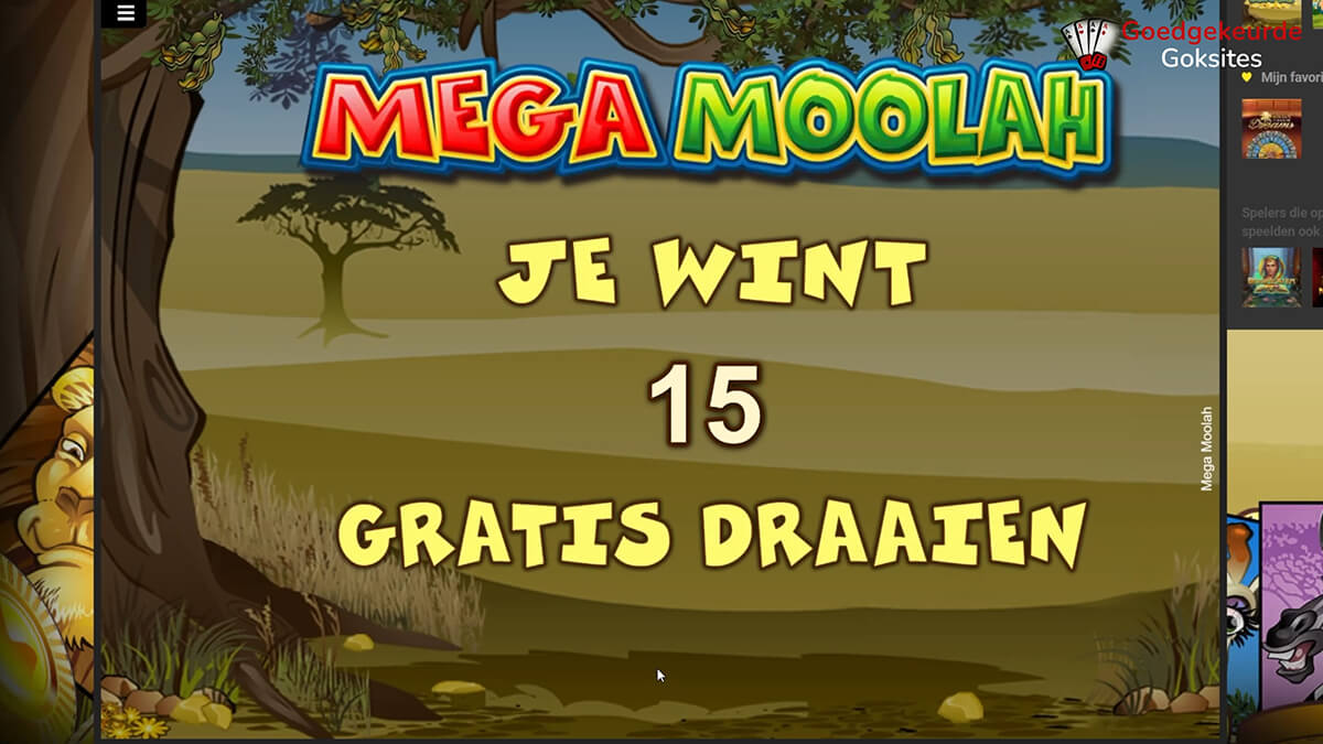 Mega Moolah - Bonusronde met 15 gratis draaien