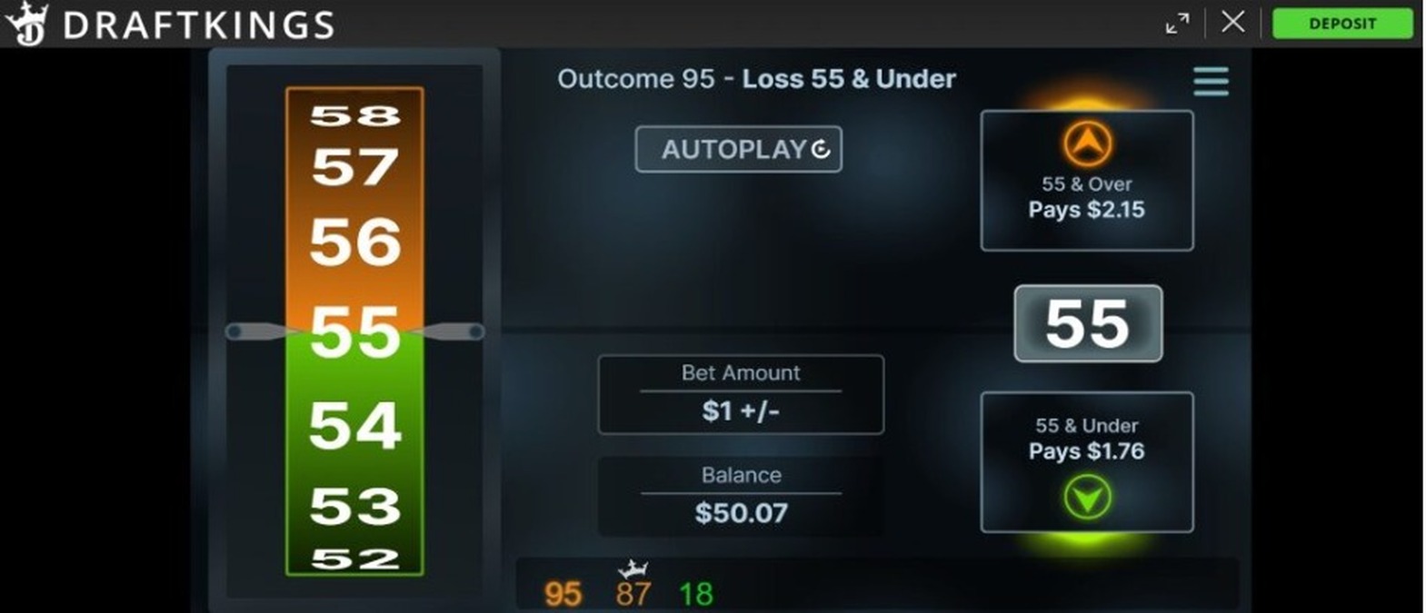 DraftKings Digits - screenshot