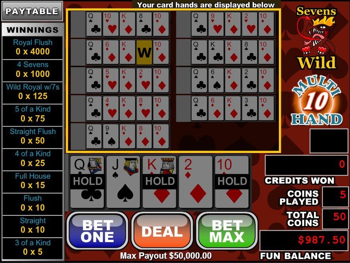 Multi Hand Sevens Wild (10 Hand) - screenshot